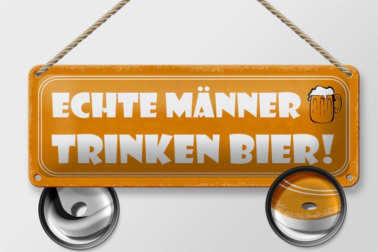 Blechschild Spruch 27x10cm echte Männer trinken Bier Dekoration
