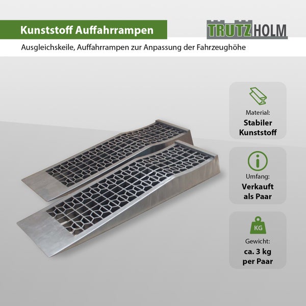 Kunststoff Auffahrrampen 2x Ausgleichskeil extra flach PKW, Wohnwagen und Wohnmobil, 3T Traglast