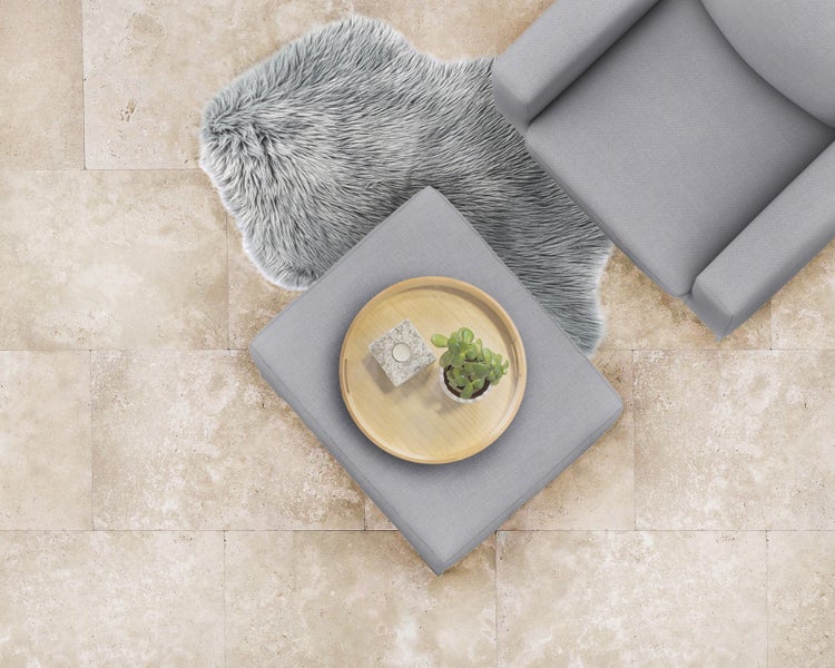 Wohnrausch Travertin Fliesen EXTRA LIGHT 61 x 40,6 x 1,2 cm, getrommelt, beige