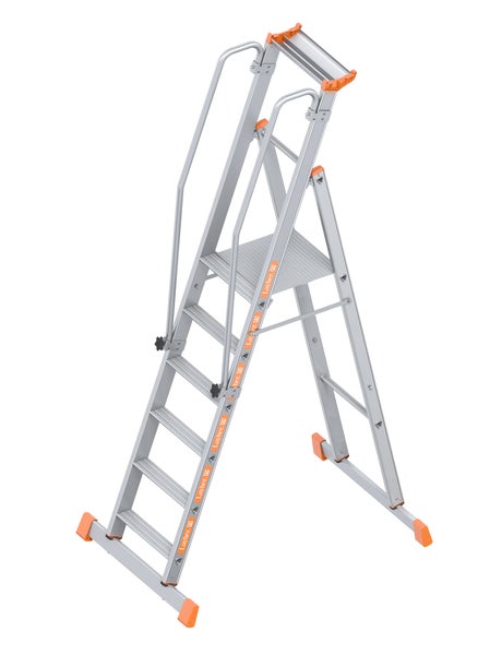 Aluminium Stufenleiter mit Haltebügel und Plattform
