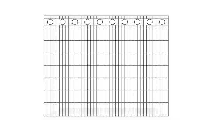 Doppelstabmatte 6/5/6 mit Kreis ZAUNGURU BASIC-Linie, Schmuckzaun, Höhe: 163cm, Breite: 200,5cm, Doppelstabmattenzaun verzinkt und zusätzlich in RAL 7016 Anthrazitgrau pulverbeschichtet