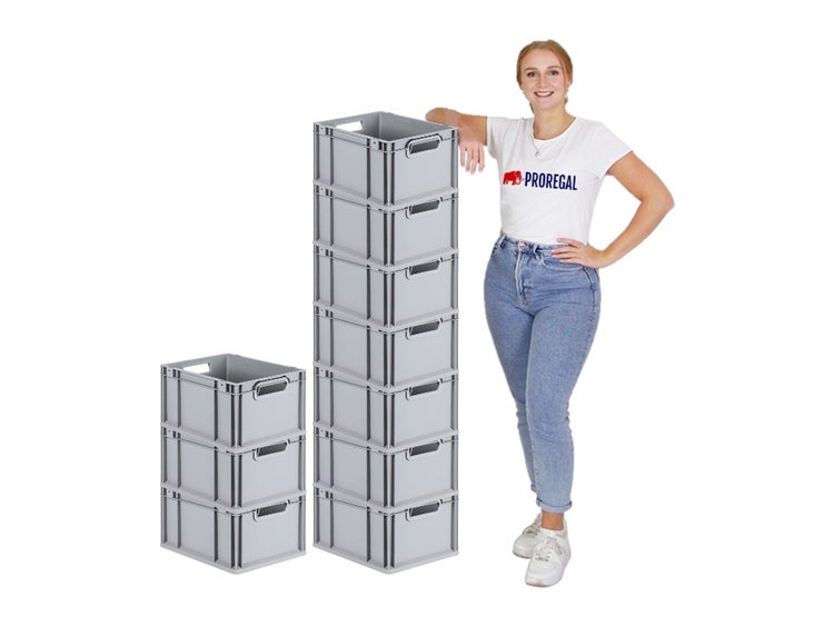 PROREGAL Spar Set 10x Eurobox Nextgen Economy Griffe Offen HxBxT 22 x 30 x 40 cm 20 Liter Eurobehälter Transportbox Transportbehälter