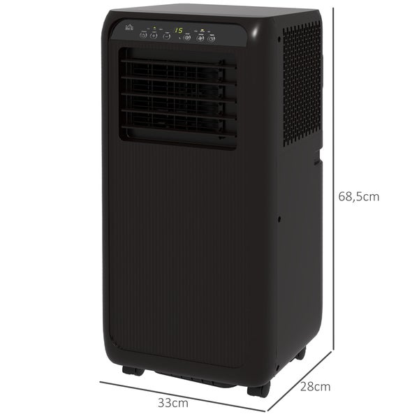HOMCOM Mobile Klimaanlage, 3-in-1 Klimagerät mit Abluftschlauch, 9000 BTU/h(2600 W), mit LED-Anzeige, 33L x 28B x 68,5H cm, ABS-Kunststoff, Schwarz