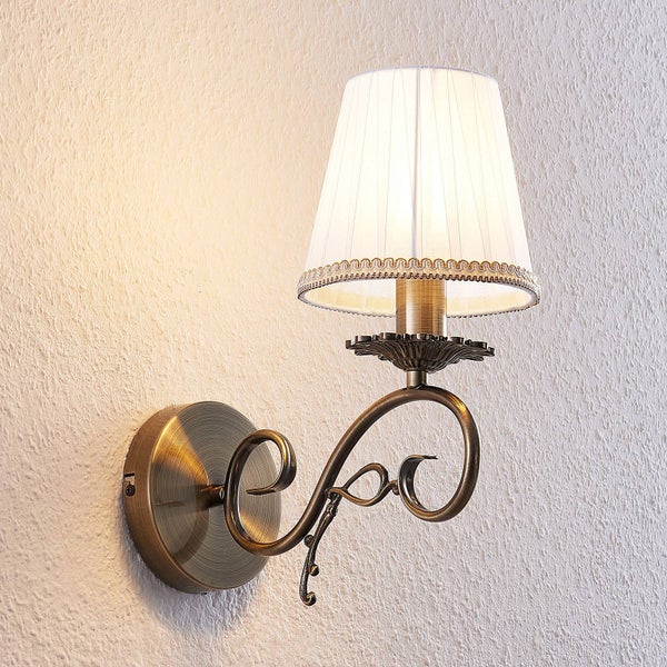 Lindby Wandleuchte, Wandlampe Innen Finnick in Bronze aus Textil (1 flammig E14) - Wandleuchten Wandstrahler Wandbeleuchtung Schlafzimmer / Wohnzimmer Wohnzimmerleuchte