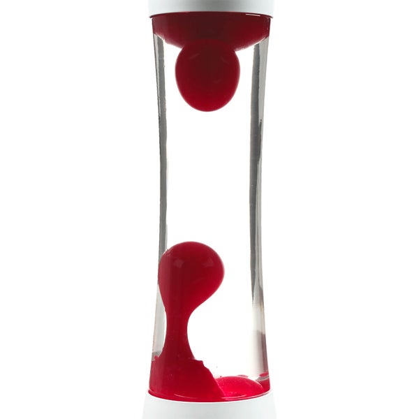 Dekorative Lavalampe mit rotem Wachs in klarem Glas