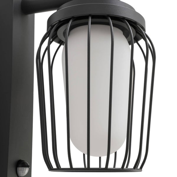 Lucande Wandleuchte außen Chandan mit Bewegungsmelder (spritzwassergeschützt (Modern) in Schwarz aus Aluminium (1 flammig, E27) - Wandlampe für Außenwand/Hauswand Haus Terrasse und Balkon