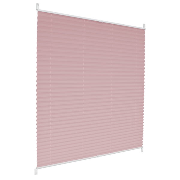 ECD Germany Plissee Klemmfix ohne Bohren 120 x 150 cm Rosa Blickdicht Sonnen- und Sichtschutz Faltrollo Jalousie mit Klemmträger für Fenster & Tür EasyFix Plisseerollo Lichtdurchlässig Fensterrollo