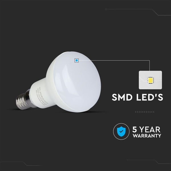 SMD-LED-Reflektorlampe mit E27-Sockel und fünf Jahren Garantie.