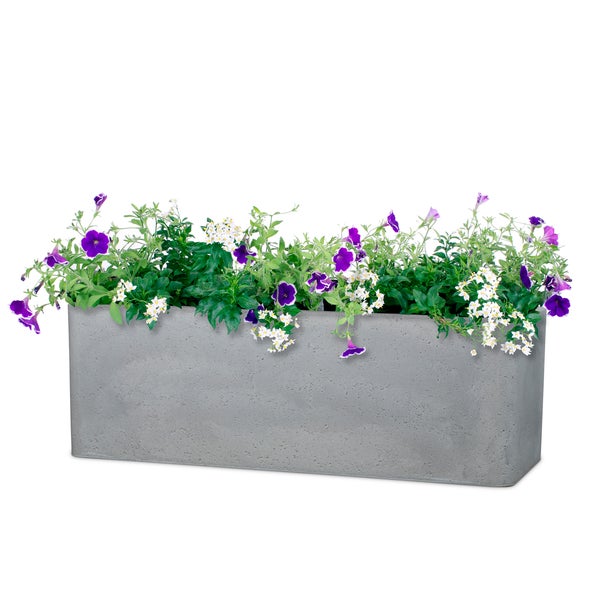 Scheurich Alea Box 80, Pflanzgefäß/Blumentopf/Pflanzkasten, rechteckig,  aus Kunststoff Farbe: Stony Grey, 79,5 cm Breite, 29 cm Tiefe, 27 cm hoch, 35,5 l Vol.