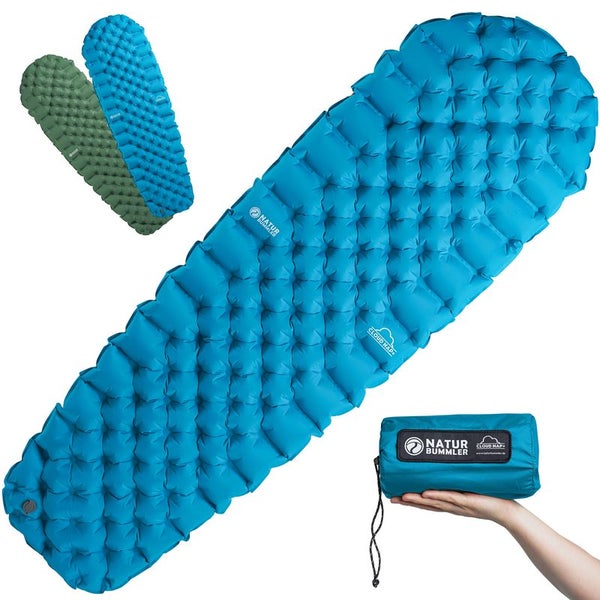 Naturbummler ® Camping Isomatte Outdoor 195 x 56 cm [Co2-Neutral] inkl. Tragetasche – in Sekunden aufgepumpt – Isomatte Camping Luftmatratze Camping Isomatte