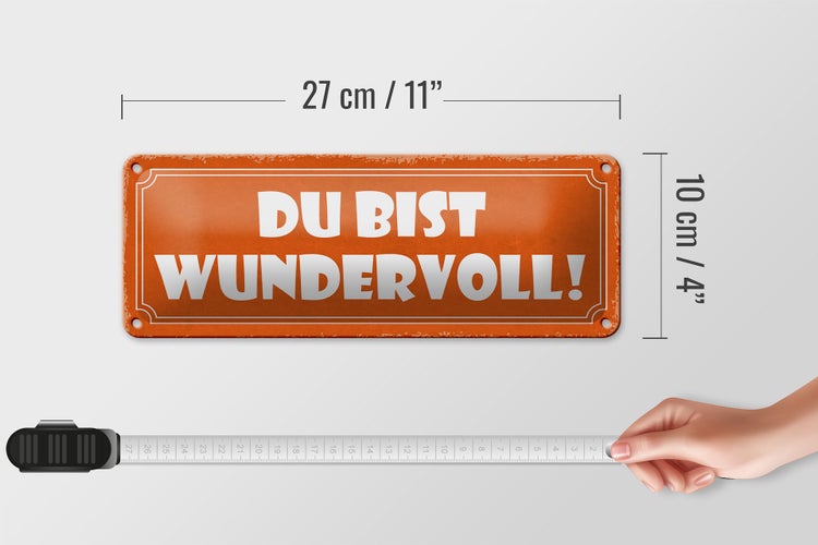 Blechschild Spruch 27x10cm Du bist wundervoll Dekoration