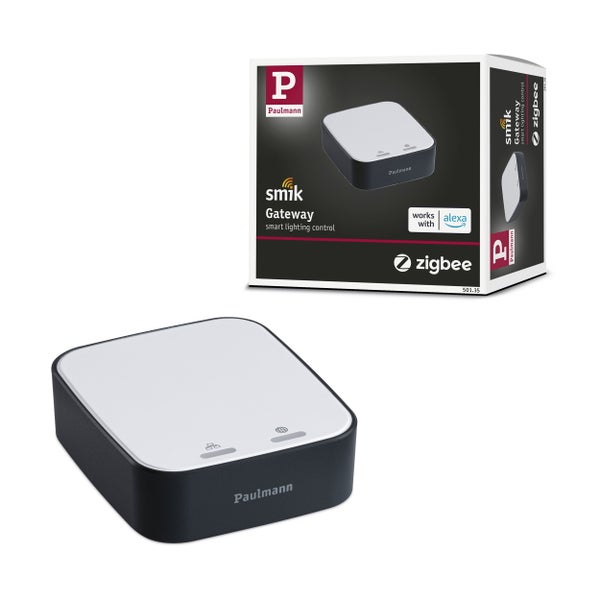Paulmann smik Gateway zur intelligenten Lichtsteuerung mit Zigbee Funkstandard in quadratischer Form mit Verpackung
