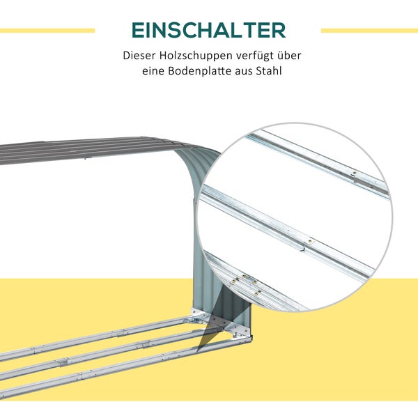 Outsunny Kaminholzständer, Holzlager, 212 x 46 x 112 cm, Stahl, Grau