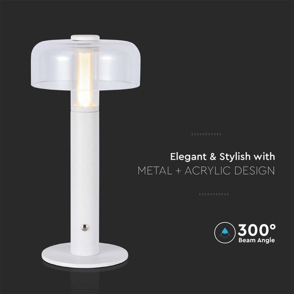 Elegante Tischleuchte aus Metall und Acryl mit einem Abstrahlwinkel von 300 Grad