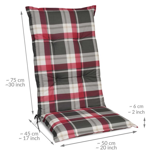Beautissu Sunny RK Hochlehner 120x50x6cm Bordeaux Kariert
