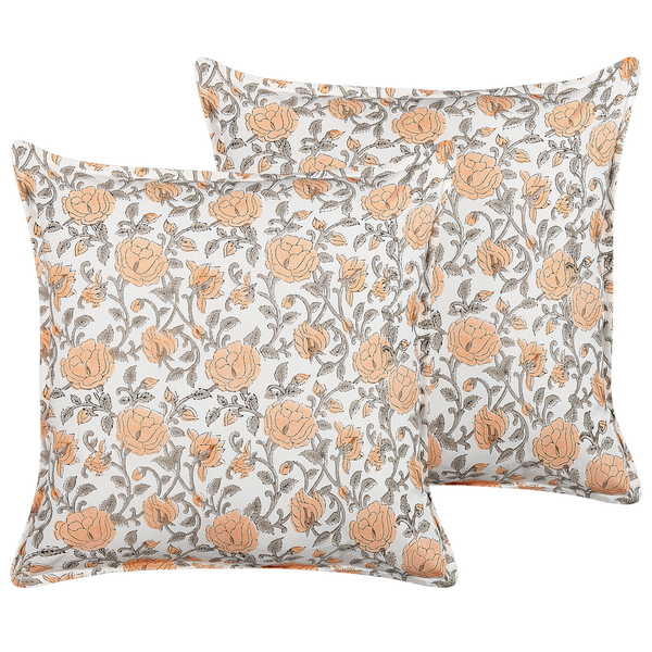 Dekokissen 2er Set MEADIA Baumwolle 45 x 45 cm Rot Blumenmuster