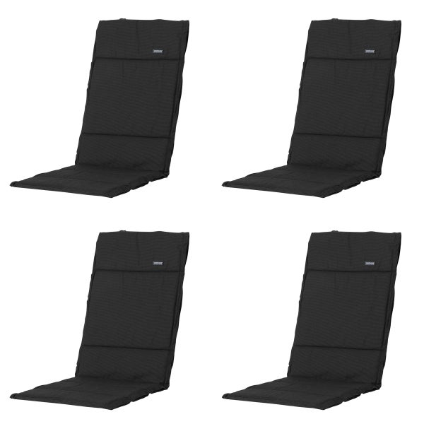 Hochlehnerauflage Fiber Deluxe Rib schwarz - Ca. 125x50 cm - 4er-Set