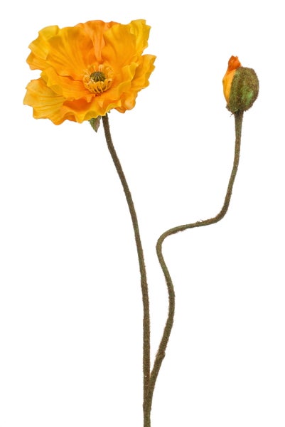 Künstliche Löwenmäulchen Blüte in Gelb mit grünen Knospen.