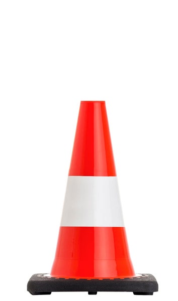UvV FLEX Leitkegel, Pylon, Markierkegel 300 mm 1 kg schwer mit oder ohne Reflexfolie / weiß (ohne Reflektion)
