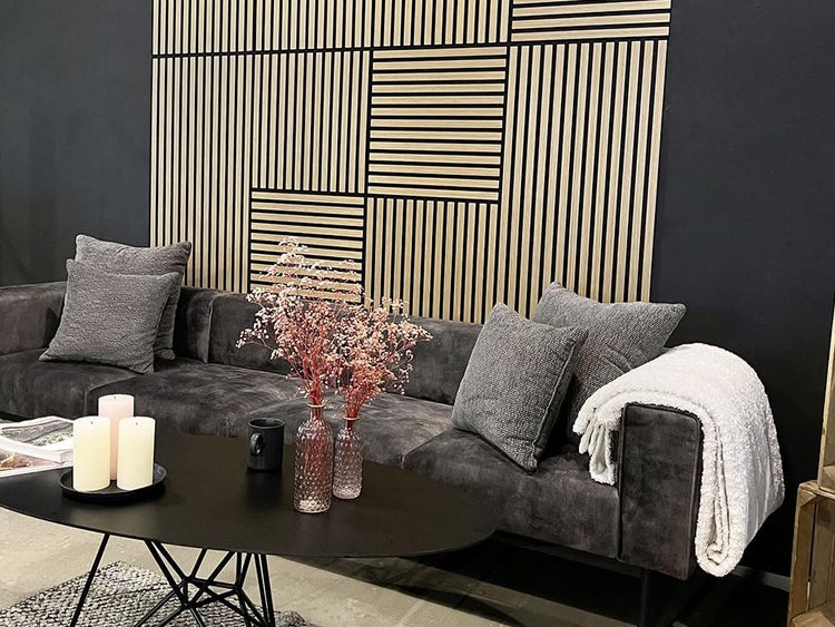 Leichte Lamellen - 3d Paneele 1mm Holz & 9mm PET Filz Wandpaneele Deckenpaneele Dekoren & Schalldämmung (11000B) 104x52cm - 0,54m²