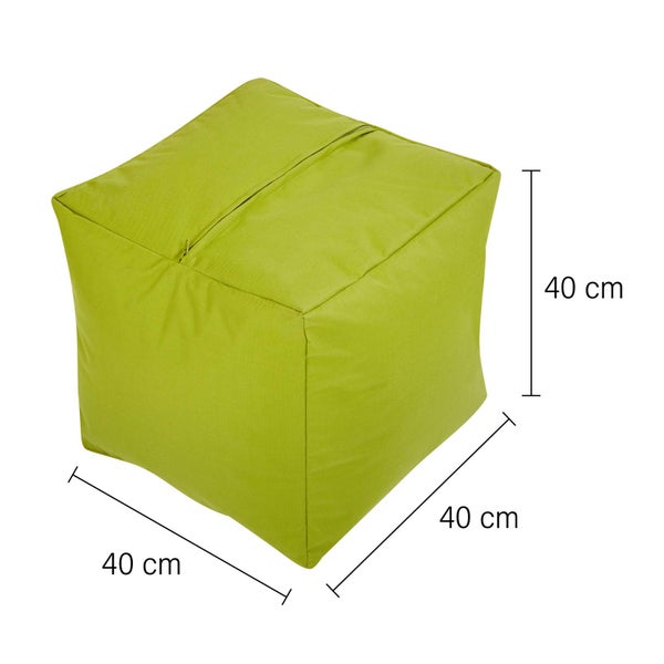Green Bean Sitzsack-Hocker 40x40x40cm mit EPS-Perlen Füllung - Fußhocker Fußkissen Sitz-Pouf für Sitzsäcke - Bodenkissen für Kinder und Erwachsene - Fußablage Sitzkissen Sitzhocker Grün