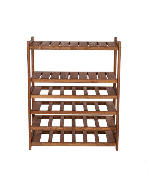PROREGAL Weinregal SPREEWALD HxBxT 86x70x33cm 24 Flaschen auf 4 Ebenen + 2 Ablagen Massives Kiefernholz Braun geölt
