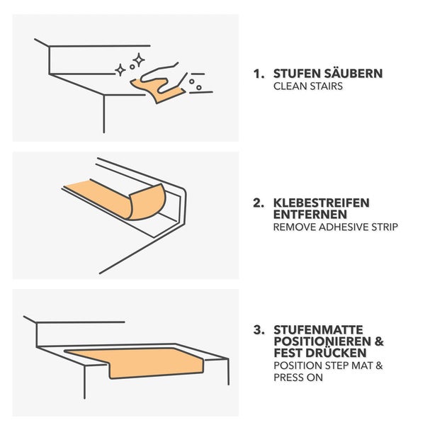FLOORDIREKT Stufenmatte Alto - Selbstklebend - Gelb - Rechteckig - 23,5 x 65 cm