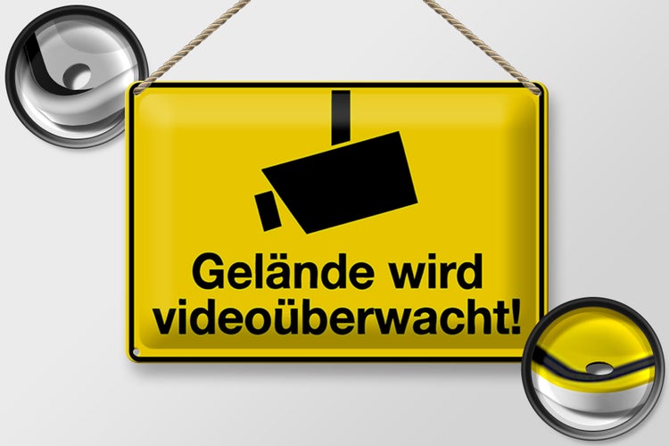 Blechschild Spruch 30x20cm Gelände wird videoüberwacht