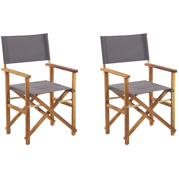 Gartenstuhl 2er Set CINE Akazienholz Grau