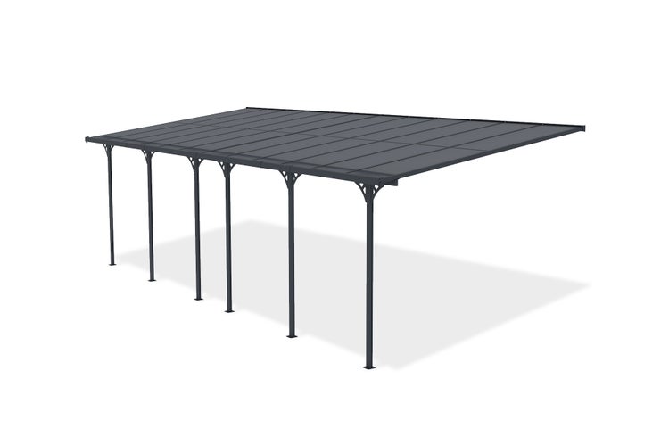 Angebaute Pergola/Carport 24m² KLEO 800L300 Aluminium Grau