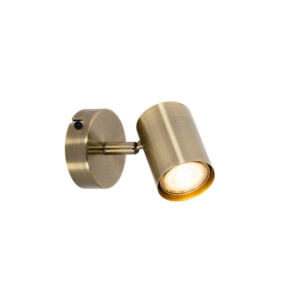 Messingfarbene Wandleuchte mit verstellbarem Spot