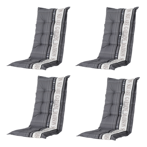 Gartenstuhlauflage Garden grau - Ca. 105x50 cm - 4er-Set
