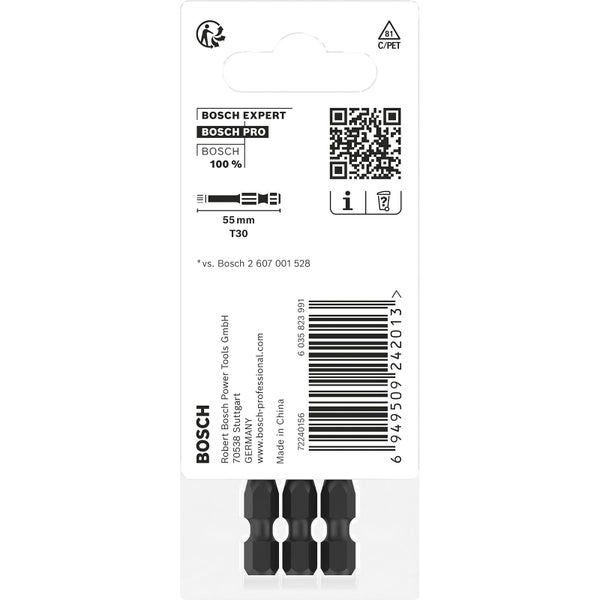 Bosch Expert T30 Schrauberbits, 55 mm, Dreierpack