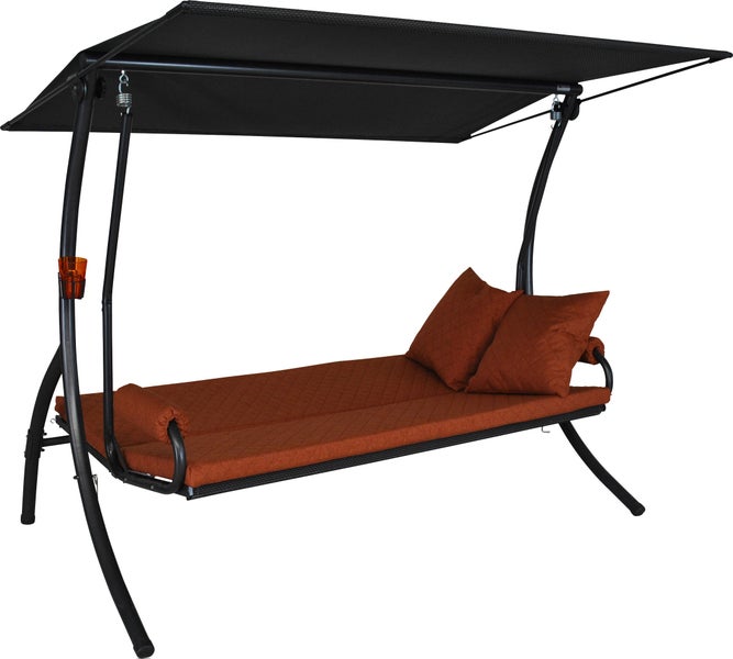 ANGERER Hollywoodschaukel Elegance Joy – Schaukel zum Sitzen, Liegen & Entspannen, 210 x 145 x 160 cm, inkl. Bett-Funktion, einfache Montage, Made in Germany, hochwertiger Stoff, terracotta