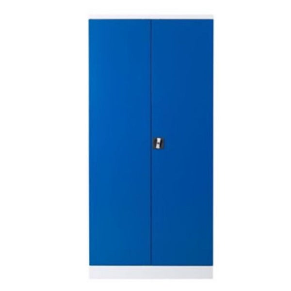 PROREGAL Stahlschrank Bee 4 Fachböden HxBxT 195 x 92 x 42 cm Pulverbeschichtetes Fachbodenmaterial Weiß & Blau