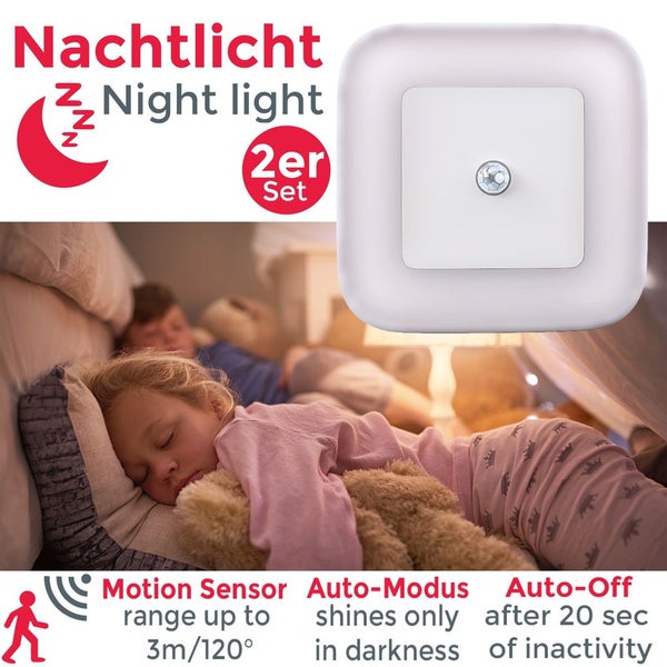 Nachtlicht - 0,32W, 26lm, mit Bewegungsmelder, Stecker, Timer, warmweiß, weiß