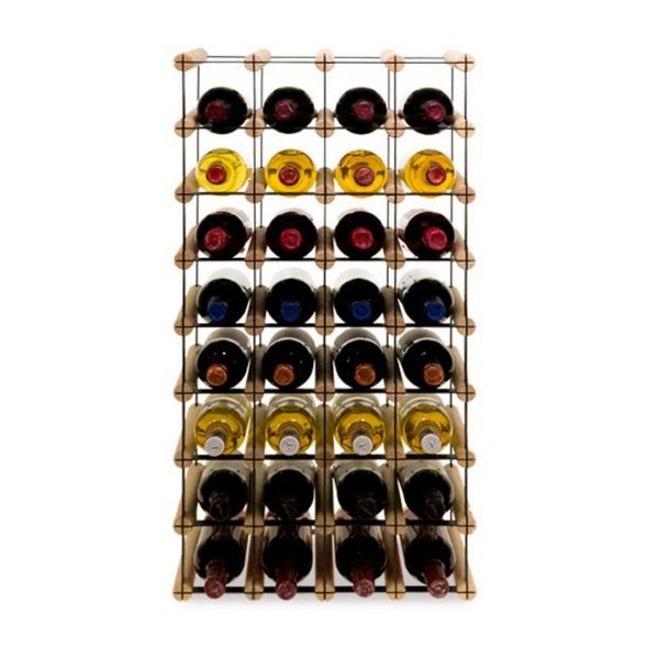 PROREGAL Modulares Weinregal Vinotega Mod Metal HxBxT 82,5 x 42,5 x 24,5 cm 4 x 8 Flaschen Massives Kiefernholz Natur