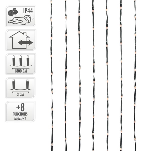 ECD Germany LED Micro Cluster Lichterkette 18m 600 LEDs Extra Warmweiß, 8 Funktionen, Strombetrieb, IP44 Wasserdicht Innen/Außen, Weihnachtsbeleuchtung Weihnachten Weihnachtsbaum Clusterlichterkette