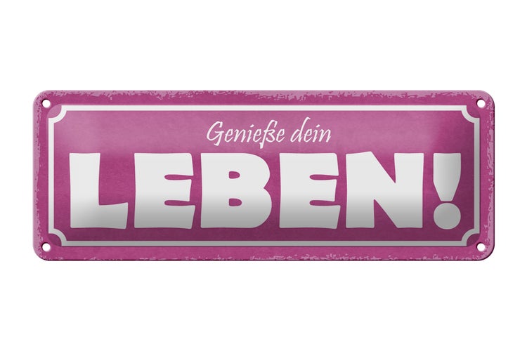 Blechschild Spruch 27x10cm genieße dein Leben Dekoration