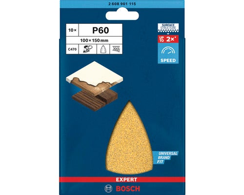 Bosch Expert Schleifblatt Set P60, Körnung 60, 100x150 Millimeter, 10 Stück