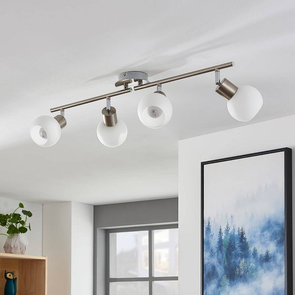 Lindby Deckenlampe drehbar und schwenkbar, Strahler Deckenstrahler Metall Glas Deckenleuchte 4x E14 ohne Leuchtmittel Lampe Wohnzimmer Küchenlampe