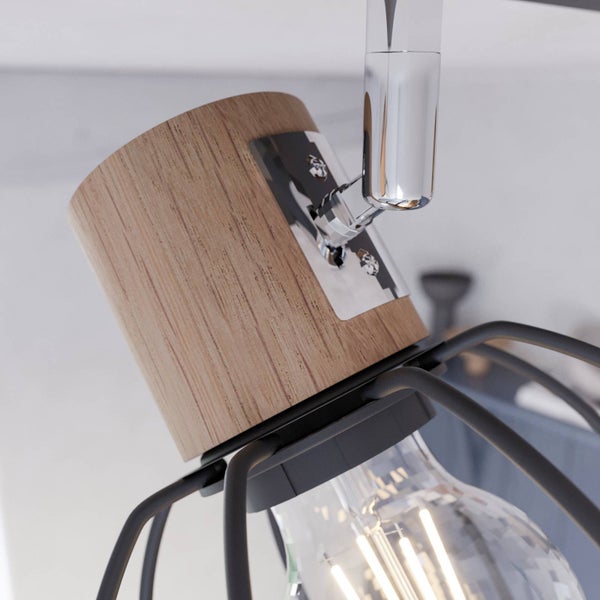 Envostar Deckenlampe Fence in Schwarz aus Metall (3 flammig, E27) - Deckenleuchte Lampe Flurleuchte