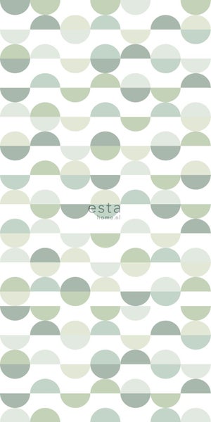 ESTAhome Fototapete Halbkreise im Retro-Stil Grün - 150 x 279 cm - 158904