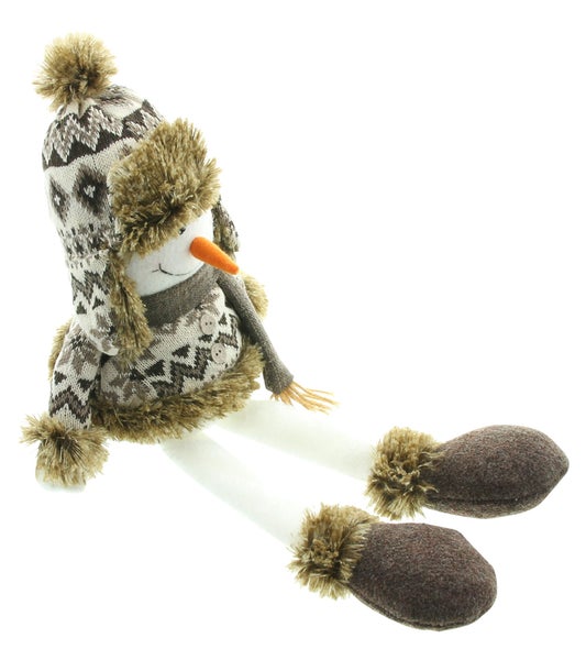 FRANK FLECHTWAREN | Kantenhocker Schneemann, 20 x 14 x 50 cm, POLYESTER, KUNSTSTOFF