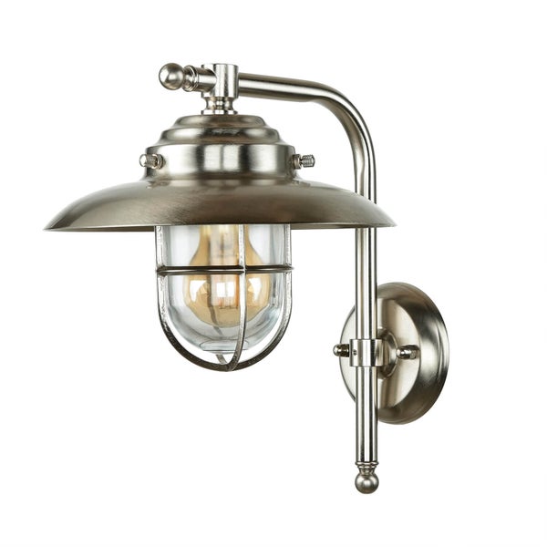 Wandleuchte mit Glasschirm und Metallgehäuse