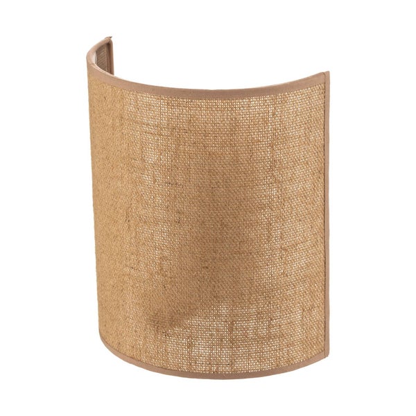Halbrunder Lampenschirm aus Jute für Wandleuchten.