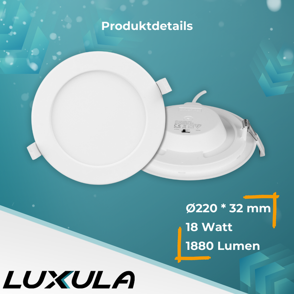 Luxula LED Einbaustrahler, 220 x 32 Millimeter, 18 Watt, 1880 Lumen
