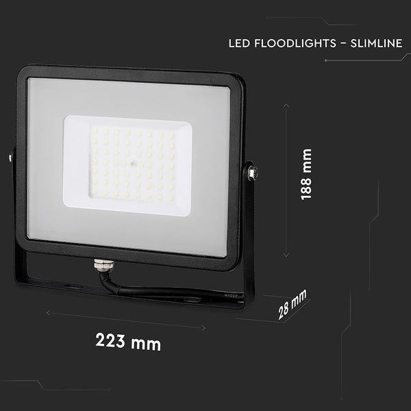 V-TAC VT-50-B-N - Schwarze LED-Flutlichter - Samsung - IP65 - 50W - 4000 Lumen - 4000K - 5 Jahre