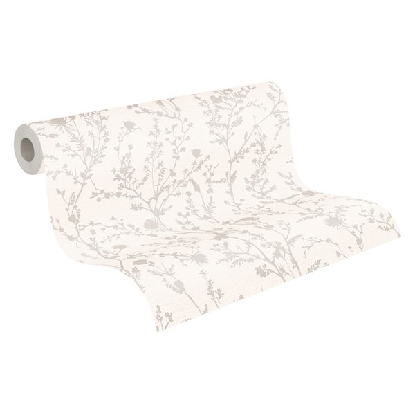 A.S. Création Tapete Blumen Weiß und Grau - 53 cm x 10.05 m - AS-395464