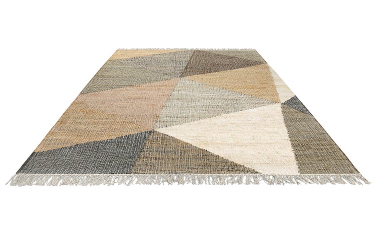 Handwebteppich Sand Taupe Braun aus Naturfaser Vincent Green Looop 130x190 cm
